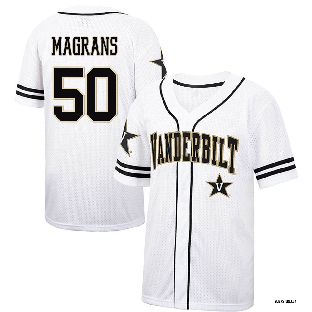 Men's Kyle Magrans Vanderbilt Commodores Replica Colosseum Free Spirited Baseball Jersey - White/Black