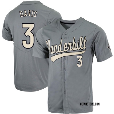 Youth Jayden Davis Vanderbilt Commodores Replica Full-Button Baseball Jersey - Charcoal